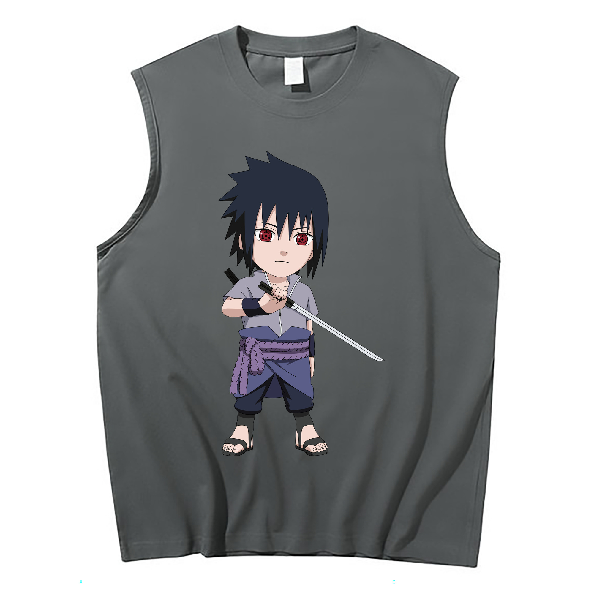（画像用） NARUTO -ナルト- うちは サスケ Uchiha Sasuke コットン100％タンクトップ（フロントプリント）